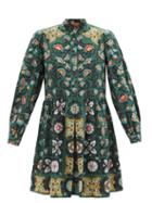 La Doublej - Shorty Floral-print Silk-satin Dress - Womens - Green Multi