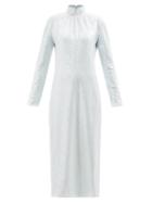 16arlington - Vida High-neck Sequinned Midi Dress - Womens - Light Blue