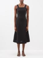 Casa Raki - Teresa Square-neck Organic-linen Dress - Womens - Black