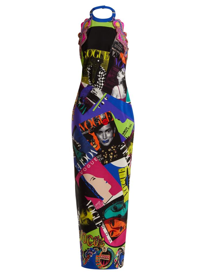 Versace Vogue-print Halterneck Gown