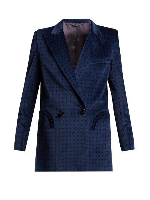 Matchesfashion.com Blaz Milano - Oh La La Polka Dot Cotton Blend Velvet Blazer - Womens - Blue Multi