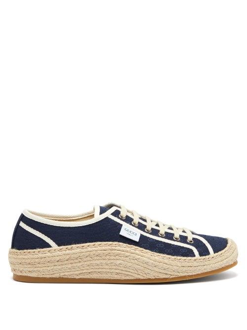 Matchesfashion.com Gucci - Gg Jacquard Espadrille Trainers - Mens - Navy Multi