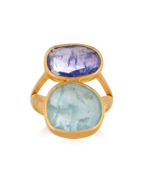 Pippa Small Amethyst, Aquamarine & Yellow-gold Ring