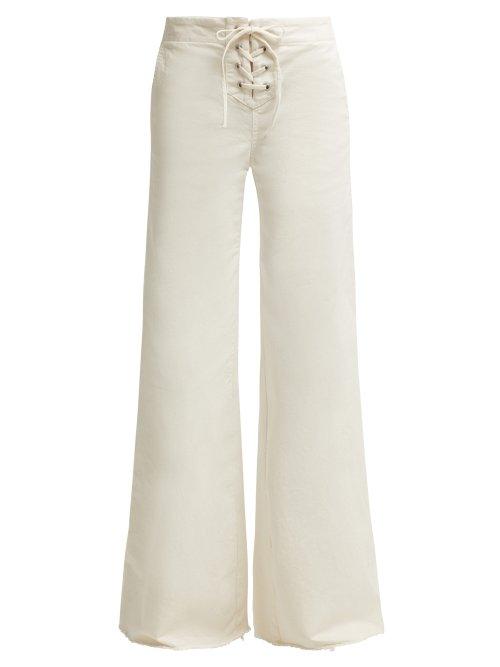 Matchesfashion.com Nili Lotan - Lennon High Rise Lace Up Jeans - Womens - Ivory