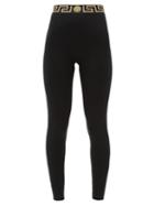 Matchesfashion.com Versace - Logo-jacquard Technical Jersey Leggings - Womens - Black
