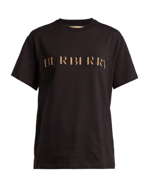 Matchesfashion.com Burberry - Sabeto Logo Appliqu Cotton T Shirt - Womens - Black Multi