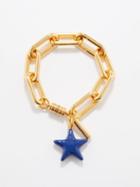 Timeless Pearly - Star-charm Gold-plated Chain Bracelet - Womens - Blue Multi