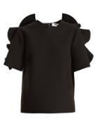 Matchesfashion.com Msgm - Ruffle Trimmed Crepe Top - Womens - Black