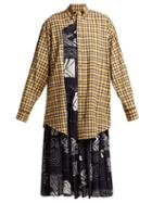 Matchesfashion.com Balenciaga - Panelled Silk And Cotton Dress - Womens - Yellow Multi