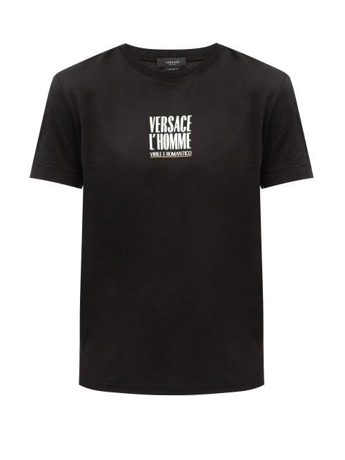 Matchesfashion.com Versace - Vintage Logo-print Cotton T-shirt - Mens - Black