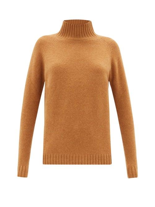 Matchesfashion.com The Elder Statesman - Highland High-neck Cashmere Sweater - Womens - Camel
