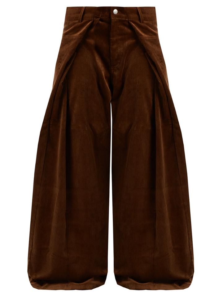 Martine Rose Fold-front Wide-leg Cotton-corduroy Trousers