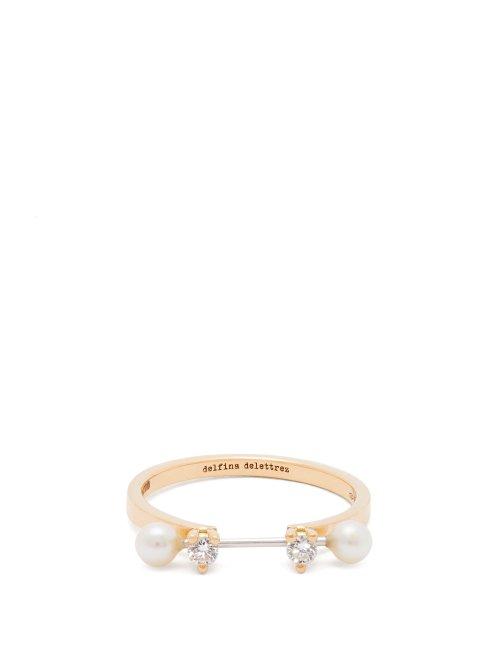 Matchesfashion.com Delfina Delettrez - 18kt Gold, Diamond And Pearl Ring - Womens - Yellow Gold