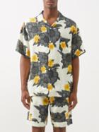 Desmond & Dempsey - Short-sleeved Floral-print Linen Pyjama Shirt - Mens - Cream Multi