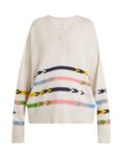 Matchesfashion.com Barrie - Summer Sailor V Neck Cashmere Sweater - Womens - Cream Multi