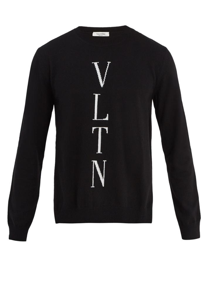 Valentino Logo-instarsia Wool-blend Sweater