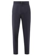 Givenchy - Logo-hardware Wool-blend Sharkskin Suit Trousers - Mens - Dark Blue