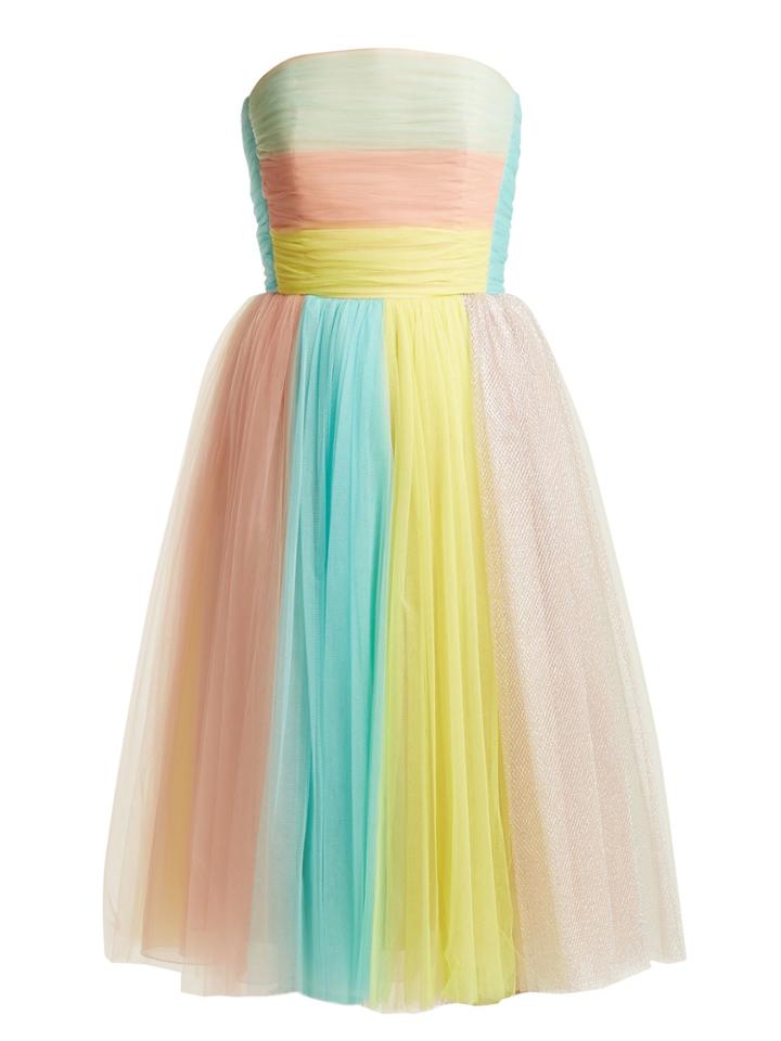 Delpozo Multicoloured-striped Tulle Dress