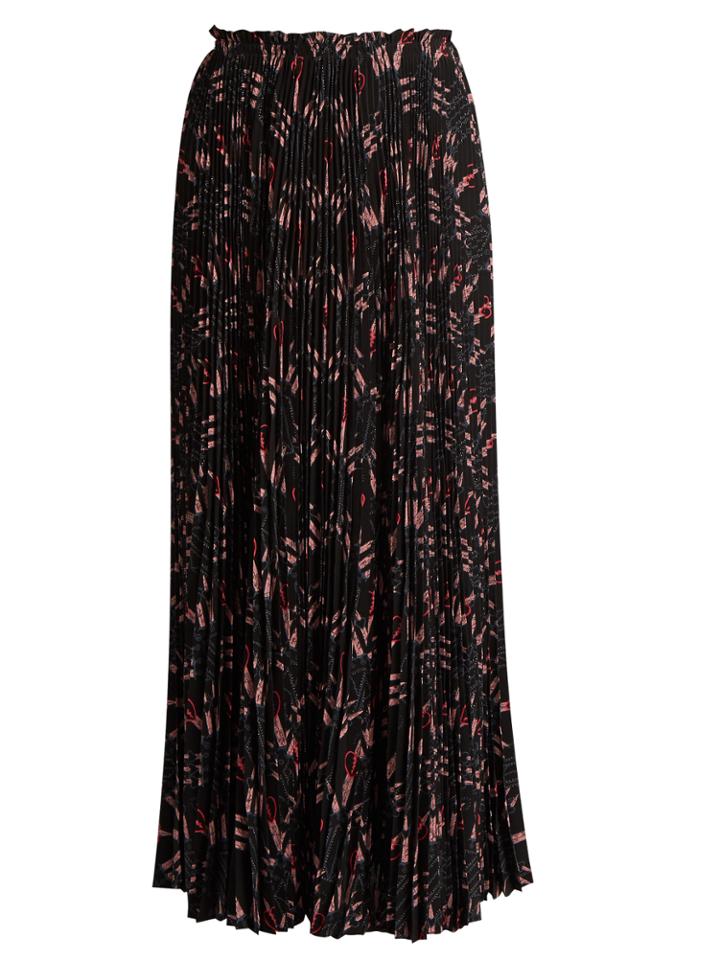 Valentino Love Blade-print Silk-chiffon Midi Skirt
