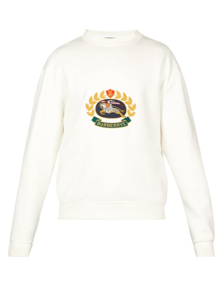 Burberry Crest And Logo-embroidered Jersey Sweater
