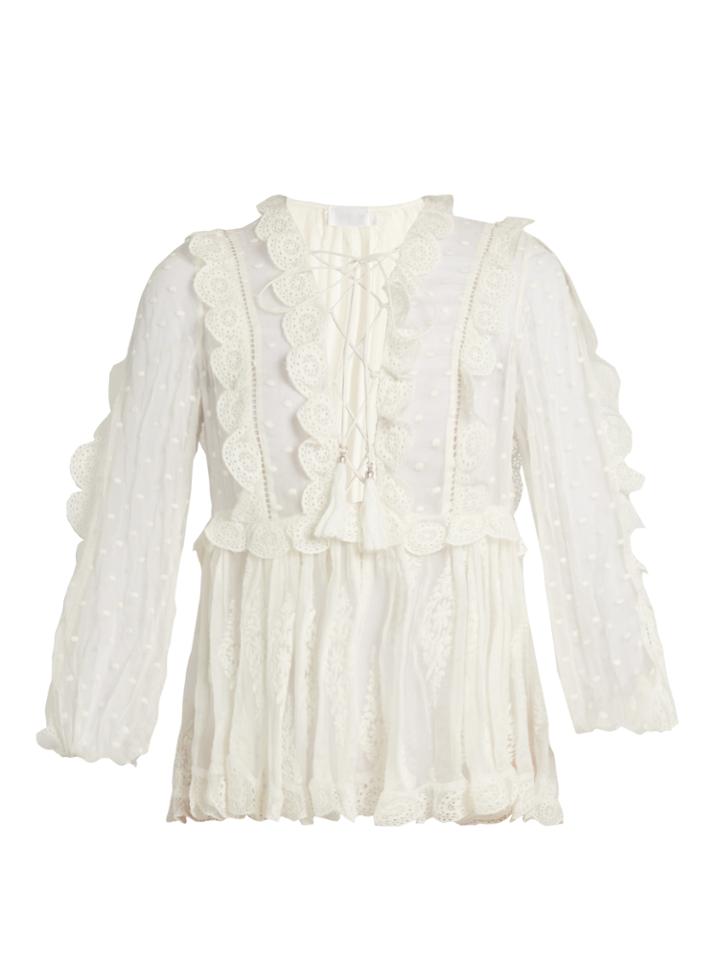 Zimmermann Valour Embroidered Silk-crepon Blouse