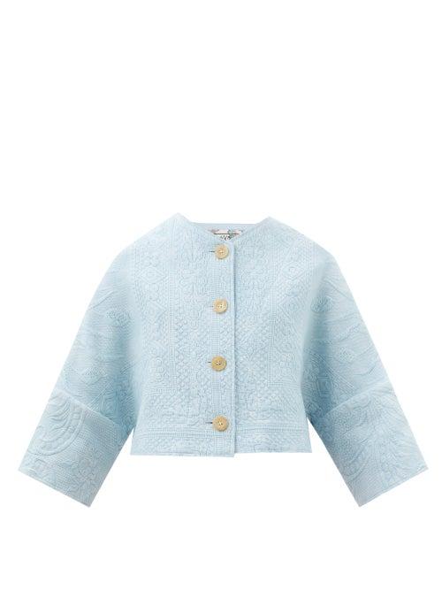 By Walid - Bella 19th-century Cropped Cotton Jacket - Womens - Blue