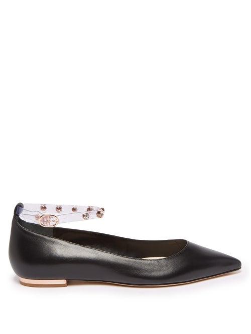 Matchesfashion.com Sophia Webster - Dina Crystal Embellished Leather Flats - Womens - Black