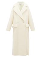 Matchesfashion.com Raey - Double Breasted Wool Blend Blanket Coat - Womens - White