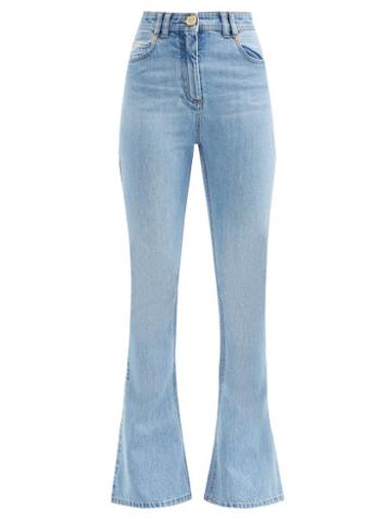 Ladies Rtw Balmain - High-rise Flared-leg Jeans - Womens - Blue