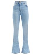 Ladies Rtw Balmain - High-rise Flared-leg Jeans - Womens - Blue