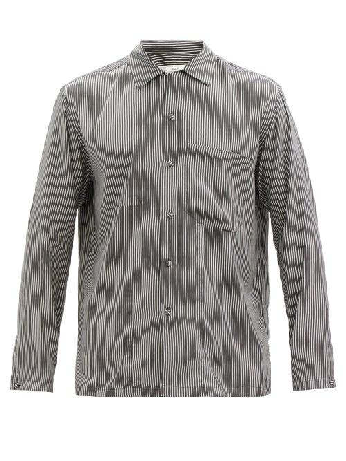 Matchesfashion.com Umit Benan B+ - Cuban-collar Striped Silk Shirt - Mens - Black White