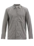 Matchesfashion.com Umit Benan B+ - Cuban-collar Striped Silk Shirt - Mens - Black White