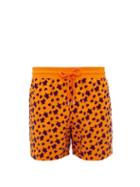 Matchesfashion.com Vilebrequin - Moorea Flocked Turtle Print Swim Shorts - Mens - Orange Multi