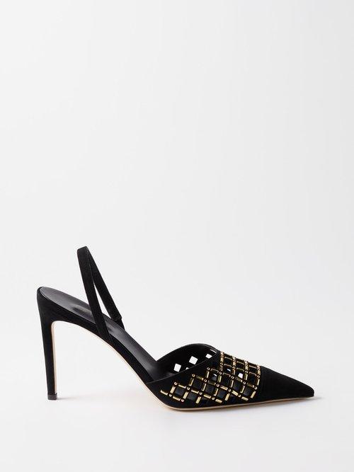 Serena Uziyel - Elora 90 Suede Slingback Pumps - Womens - Black