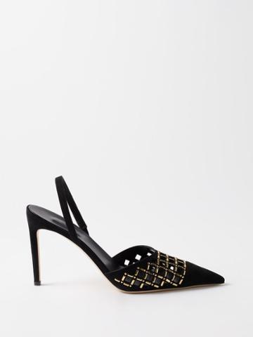 Serena Uziyel - Elora 90 Suede Slingback Pumps - Womens - Black