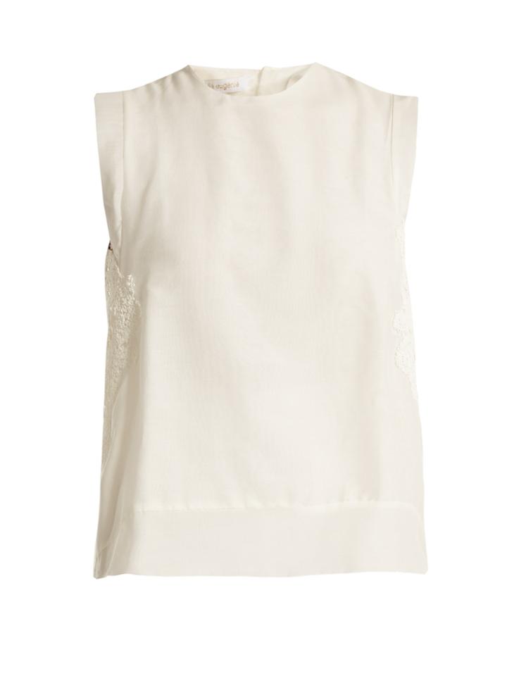 Lila Eugénie 1841 Appliqu-embellished Cotton-blend Voile Top