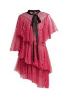 Matchesfashion.com Romance Was Born - Chrysalis Asymmetric Tiered Tulle Dress - Womens - Pink