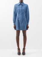 Bella Freud - Organic Cotton-chambray Mini Dress - Womens - Blue