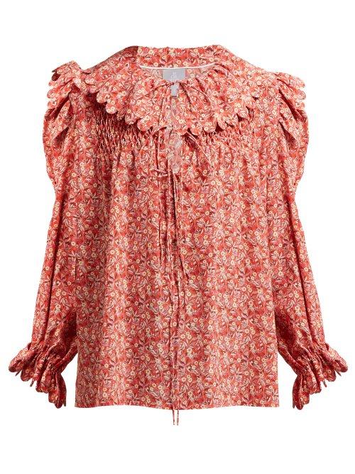 Matchesfashion.com Horror Vacui - Defensia Floral Print Silk Blouse - Womens - Red Multi