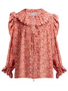 Matchesfashion.com Horror Vacui - Defensia Floral Print Silk Blouse - Womens - Red Multi