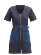 Matchesfashion.com A.p.c. - Francie Belted Denim Mini Dress - Womens - Dark Denim
