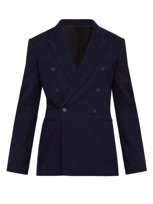 Matchesfashion.com Haider Ackermann - Jagger Double Breasted Cotton Twill Blazer - Mens - Navy