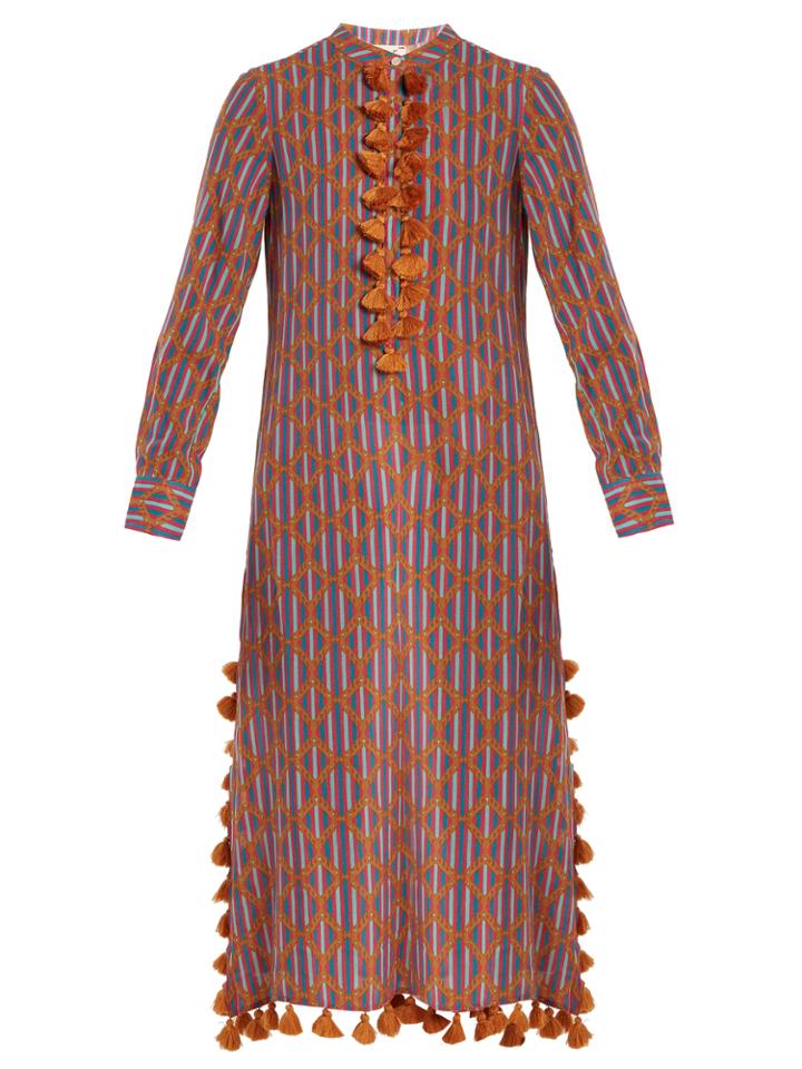 Figue Paolina Graphic-print Tassel Cotton-blend Kaftan