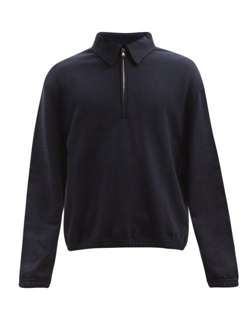 Matchesfashion.com Raey - Oversized Half-zip Cotton-jersey Track Top - Mens - Navy