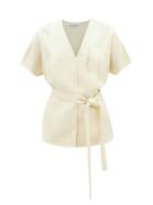 Raey - Dolman-sleeve Fold Detail Linen-blend Shirt - Womens - Ivory