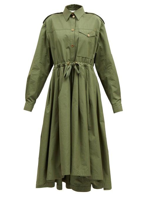 Alexander Mcqueen - Drawstring-waist Poplin Shirt Dress - Womens - Khaki