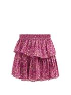 Matchesfashion.com Loveshackfancy - Ruffled Floral-print Cotton-voile Mini Skirt - Womens - Pink Print