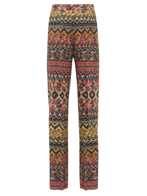 Matchesfashion.com Etro - Striped Wool Blend Wide Leg Trousers - Womens - Multi