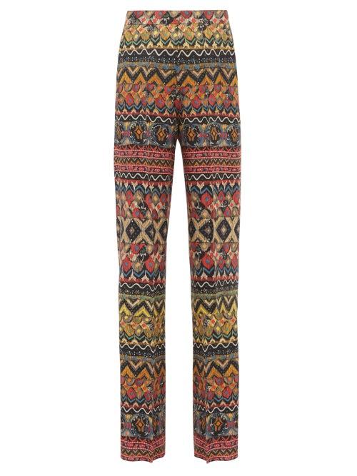 Matchesfashion.com Etro - Striped Wool Blend Wide Leg Trousers - Womens - Multi