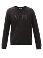 Matchesfashion.com Valentino Garavani - Vltn-print Cotton-blend Sweatshirt - Mens - Black